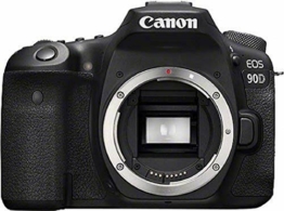 Canon EOS 90D Spiegelreflexkamera Gehäuse Body (32,5 Megapixel, 7,7 cm (3 Zoll), Bluetooth, Vari-Angle Touch Display, APS-C Sensor, 4k, Full-HD, DIGIC 8, WLAN), schwarz - 1