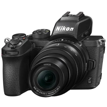 Nikon Z 50 KIT DX 16-50 mm 1:3.5-6.3 VR Kamera im DX-Format (20,9 MP, OLED-Sucher mit 2,36 Millionen Bildpunkten, 11 Bilder pro Sekunde, Hybrid-AF mit Fokus-Assistent, ISO 100-51.200, 4K UHD Video)